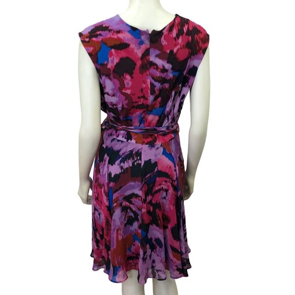 TAYLOR SURPLICE NECK fit & flare SASH WAIST TIE ‎ DRESS 12 - Picture 5 of 7